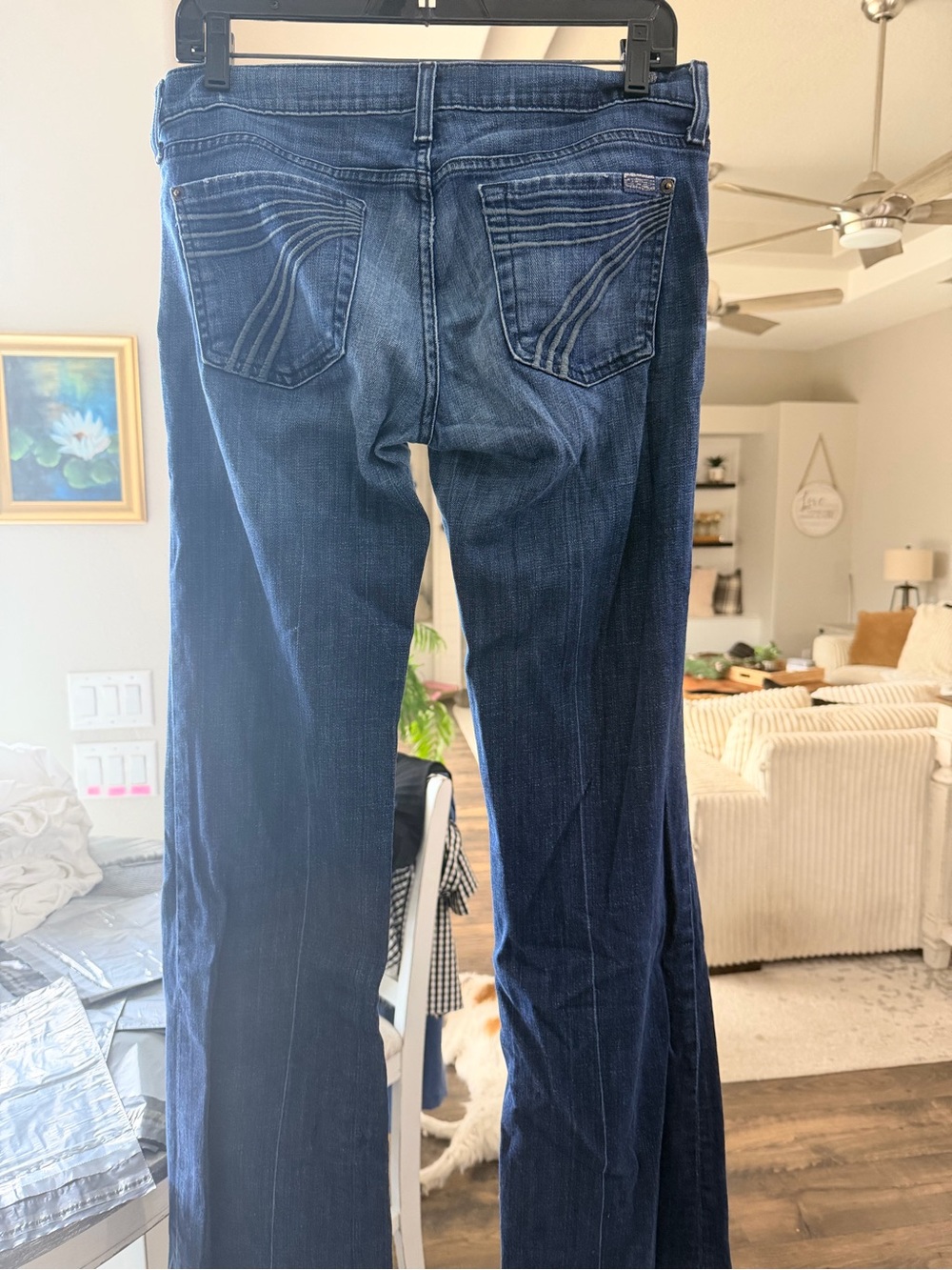 7 For All Mankind Dark Indigo Waistband Jeans - Deep Blue